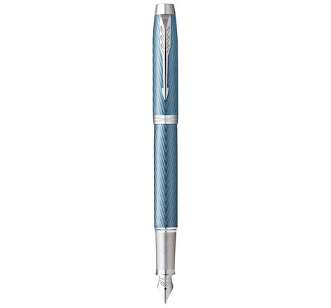 Parker im premium stylo plume  bleu gris  plume fine  encre bleue  coffret cadeau