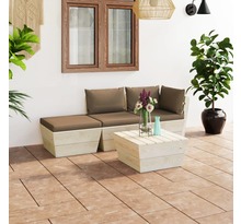 vidaXL Salon de jardin palette 4 pcs avec coussins Épicéa imprégné