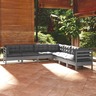 vidaXL Salon de jardin 7 Pièces avec coussins gris bois de pin solide