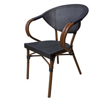 Chaise moka empilable décor bois et tressage rotin - plusieurs couleurs - grisaluminium/rotin