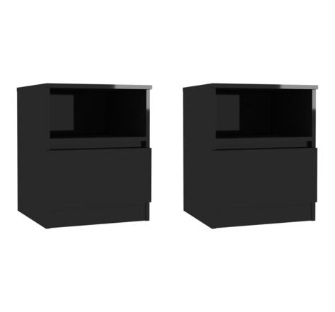 Vidaxl tables de chevet 2 pièces noir brillant 40x40x50 cm aggloméré