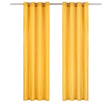 Vidaxl rideaux avec anneaux en métal 2 pcs coton 140x175 cm jaune