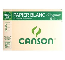 Pochette 12 feuilles de papier à dessin blanc "C" à grain 21 x 29 7 cm 180 g CANSON