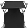 vidaXL Chaise longue pliable avec auvent Acier et tissu Noir