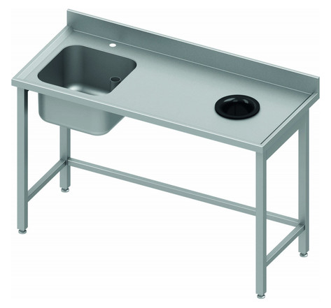 Table de chef inox avec vide ordure - bac à gauche - profondeur 700 - stalgast -  - acier inoxydable1100x700 x700x100mm