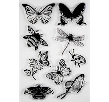 Tampon transparent 4 à 5 cm Insectes 9 pièces