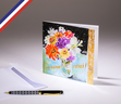 Carte double In the Garden créée et imprimée en France sur papier certifié PEFC - Un grand merci - Bouquet de fleurs