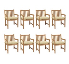 Vidaxl chaises de jardin 8 pcs avec coussins blanc crème teck solide
