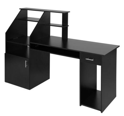 Bureau informatique meuble 164 5 x 55 x 114 5 cm noir
