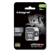 Carte mémoire Micro SD Integral UltimaPro 8 Go Class 10 + adaptateur SD (90Mo/s)