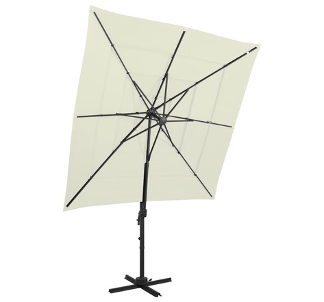 Vidaxl parasol à 4 niveaux avec mât en aluminium sable 250x250 cm