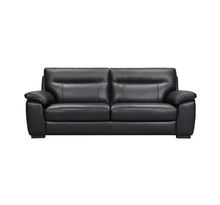 Canapé fixe 3 places - Cuir de buffle noir - Classique - L 204 x P 92 x H x 90 cm - CHARLOTTE