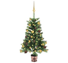 vidaXL Arbre de Noël artificiel pré-éclairé et boules 90 cm vert