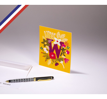 Carte simple Bouton d'or créée et imprimée en France - La lettre W