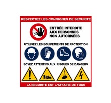 (PANNEAU CONSIGNES SECURITE) Panneau de consignes de sécurité - "Respectez les consignes de séc" - forme RECTANGULAIRE