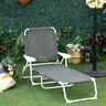 Bain de soleil pliable - transat inclinable 4 positions - chaise longue grand confort avec accoudoirs - métal époxy textilène - dim. 160L x 66l x 80H cm - gris foncé