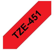 Ruban titreuse brother - tze - écriture noir / fond rouge - 24 mm x 8 m - modèle tze-451