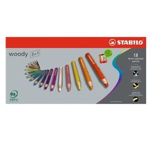 Stabilo - etui carton - lot de 18 crayons de couleur multi-talents  - 1 taille-crayon
