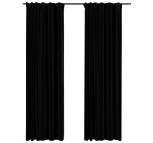 vidaXL Rideaux occultants aspect lin avec crochets 2pcs Noir 140x225cm