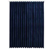 Vidaxl rideau occultant avec crochets velours bleu foncé 290x245 cm