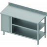 Table inox adossée avec porte & 2 etagères - profondeur 600 - stalgast -  - acier inoxydable1700x600 x600xmm