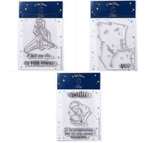 7 Tampons transparents Le Petit Prince et messages + Astéroïd + Renard