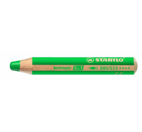 Crayon WOODY 3 en 1 Extra large vert foncé STABILO