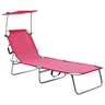 Vidaxl chaise longue pliable avec auvent rose aluminium