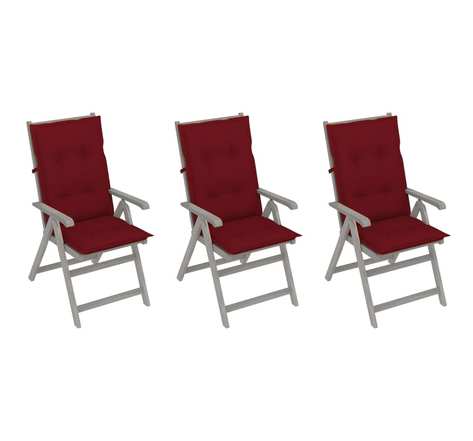 Vidaxl chaises inclinables de jardin 3 pcs avec coussins bois d'acacia