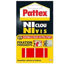 Pochette 10 pastilles adhésives ULTRA FORT 20x40 mm Ni Clou Ni Vis PATTEX
