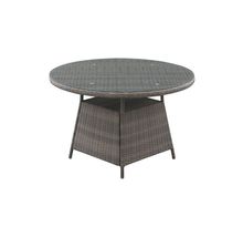Table de jardin ronde 6 personnes - Diam. 120 x H.75 cm - Aluminium & Résine tressée et Plateau en verre