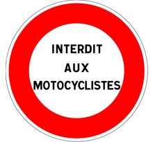 Autocollant vinyl - interdit aux motocyclistes - diamètre de 200 mm uttscheid