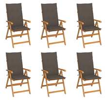 Vidaxl chaises de jardin 6 pcs avec coussins taupe bois de teck