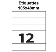 Étiquettes adhésives  105x48mm  (12étiquettes/feuille) - blanc - 20 feuilles -t3azur