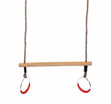 Swing king barre de trapèze avec anneaux 58 cm bois beige