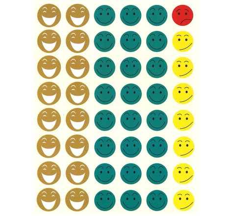 Gommettes sourires et expressions (émoticon) x 144 doré