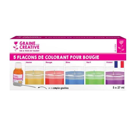Colorant liquide pour bougie 5 flacons 27 ml