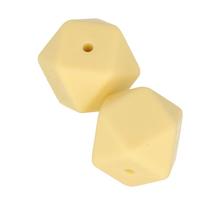 2 perles silicone hexagonales - 17 mm - jaune