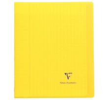 Cahier KOVERBOOK piqûre 96 pages seyès 90 g  couverture pp avec protège-cahier rabat jaune  17 x 22 cm  CLAIREFONTAINE