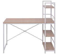Bureau table meuble travail informatique avec bibliothèque à 4 niveaux chêne