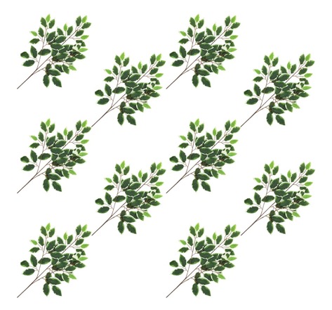 Vidaxl 10 pcs feuilles artificielles de ficus vert et blanc 65 cm