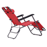 Chaise longue inclinable transat bain de soleil 2 en 1 pliant têtière amovible charge max. 136 Kg toile oxford facile d'entretien rouge