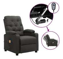 Vidaxl fauteuil de massage inclinable électrique gris foncé tissu