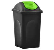 Vidaxl poubelle avec couvercle pivotant 60 l noir et vert