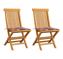 Vidaxl chaises de jardin 2 pièces avec coussins à carreaux rouge teck