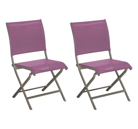 Chaises pliante jardin en aluminium elegance (lot de 2) taupe et lilas