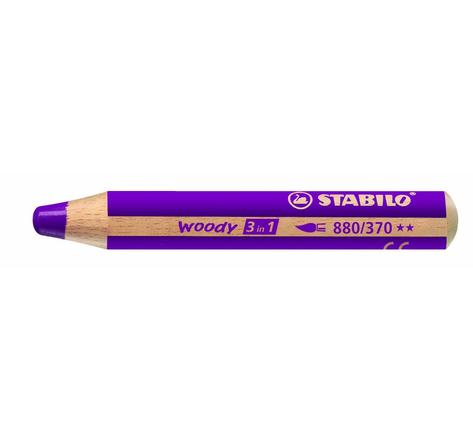 Crayon woody 3 en 1 extra large lilas stabilo