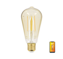 Ampoule led connectée kozii, éclairage multi-blancs, filament e27 st64 au verre ambré, 5,5w cons. Variation de luminosité