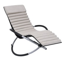 Vidaxl chaise longue d'extérieur avec coussin acier crème