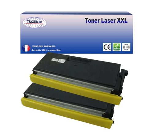 2 Toners compatible avec Brother TN6600 pour Brother DCP1200 DCP1400 DCP8020 DCP8040 DCP8025DN DCP8025N DCP8045D DCP8045DN - T3AZUR